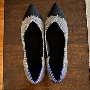 Rothy’s The Point Flat Size 8.5 Grey Mist Cap Toe Herringbone